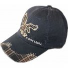 Sports cap washed black with embroidery and checker patch