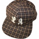 Fashion caps brown checker woolen fabric with embroidery