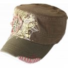 Army caps green with patches and embroidery