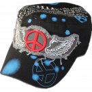 Army caps black with patches, blue printing and embroidery