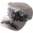 Army caps white with patches,printing, stones and embroidery