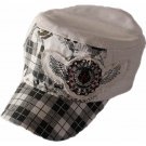 Army caps white with  checker white and black peak and embroidery