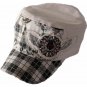 Army caps white with  checker white and black peak and embroidery