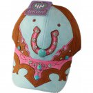 Fashion caps light blue and brown deerskin flocking with embroidery and stones