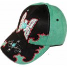 Fashion caps green and black deerskin flocking with embroidery and stones