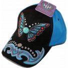 Fashion caps black and blue deerskin flocking with embroidery and stones