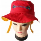 Bucket hat red and yellow with embroidery