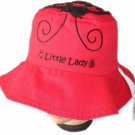 Bucket hat double sided  fuchsia and white with embroidery