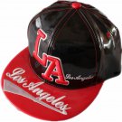 Sports cap red and black PU with embroidery
