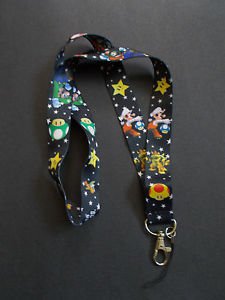 New Black Super Mario Brothers Lanyard ID Lanyard Strap Badge Holder Neck Strap