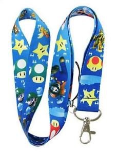 Luigi Super Mario Brothers Lanyard Badge Holder Keychain Nintendo NWOT Blue USA