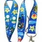 Luigi Super Mario Brothers Lanyard Badge Holder Keychain Nintendo NWOT Blue USA