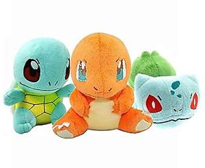 OliaDesign Pokemon Bulbasaur Charmander Squirtle Stuffed Plush (3 Piece) 5.8"