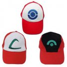 Anime Pokemon ASH KETCHUM trainer costume cosplay hat cap Set of 3