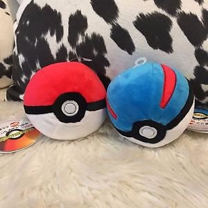 2PC Pokemon Pokeball Plush Toy (pair)- High Quality Pokemon Pokeball Edition