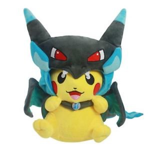 9" Pokemon Blue Mega Pikachu Charizard Hat Pocket Monster Plush Toy Stuffed Doll