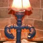 Handcrafted Vintage industrial pipe sitting man lamp/shade and cup in Blue