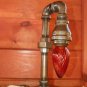 Handcrafted Industrial Pipe Lamp steampunk style in chestnut with amber bulb