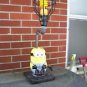 Handcrafted Industrial Pipe Lamp steampunk style in chestnut with amber bulb