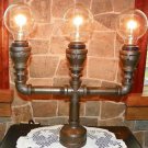 Handcrafted Industrial Pipe Goblet Lamp with nostolgic edison bulbs in Hazelnut