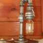 Handcrafted Industrial Pipe Lamp steampunk style in silver with edison bulb