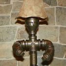 Handcrafted Vintage industrial pipe sitting man lamp/shade and cup in chestnut