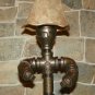 Handcrafted Vintage industrial pipe sitting man lamp/shade and cup in chestnut