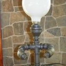 Vintage industrial pipe roboman lamp with cup and Big Head Bulb