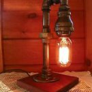 Handcrafted Industrial Pipe Lamp steampunk style in chestnut with edison bulb