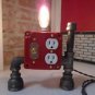 Handcrafted Industrial Pipe Lamp steampunk style in chestnut with edison bulb