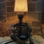 Vintage industrial pipe roboman lamp/ holder and edison bulb w/beautiful shade
