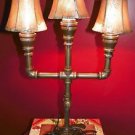 Handcrafted Industrial Pipe Goblet Lamp with nostolgic Lamp Shades in Hazelnut