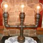Handcrafted Industrial Pipe Goblet Lamp with nostolgic Lamp Shades in Hazelnut