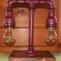 Handcrafted Industrial Pipe Goblet Lamp with nostolgic Lamp Shades in Hazelnut
