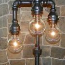 Industrial Pipe Three Tier Lamp steampunk style with vintage globe bulbs