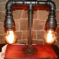 Handcrafted Industrial Iron Pipe Mini 2 tier Table lamp/ Nostalgic Bulb