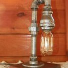 Industrial Pipe Lamp steampunk style in silver with edison bulb