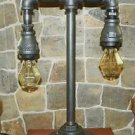 Handcrafted Vintage style Industrial Iron Pipe 2 tier Table lamp/ Nostalgic Bulb