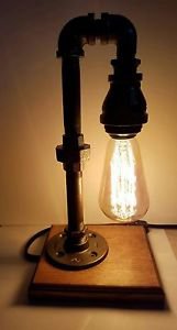 Industrial Pipe Lamp steampunk style with vintage edison bulb