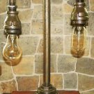 Vintage style Industrial Iron Pipe 2 tier Table lamp/ Nostalgic Bulb -Hazelnut