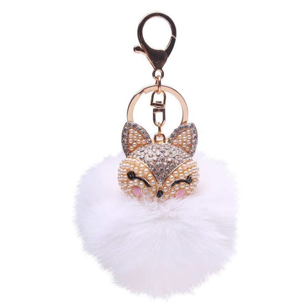 Car Keychain Fox Fur Ball with Artificial Fox