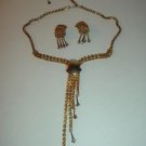 Vintage Rhinestone Choker Necklace and Earrings Set