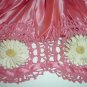 Vintage Rose Satin and Crocheted Daisy Ladys Night Cap