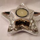 NIB Shinny Star Tea Light Holder and Tray 6-1/2"