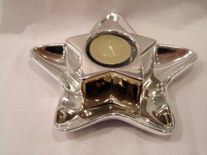 NIB Shinny Star Tea Light Holder and Tray 6-1/2"