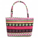 Canvas Single Shoulder Casual Print Zipper Up Tote Bag 2