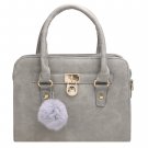 Synthetic Leather Zipper Up Tote Bag - Gray