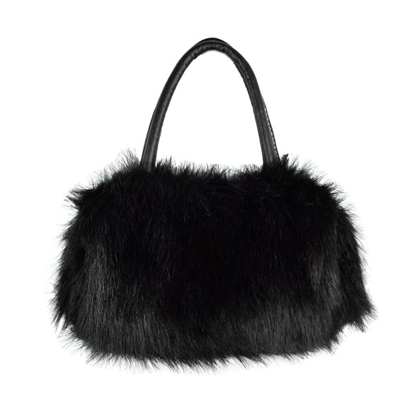 Winter Mini Lovely Fur Leather Handbag - Black