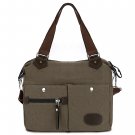 Canvas Many Pockets Multi-functional Shoulder Bag Handbag - Brown