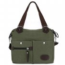Canvas Many Pockets Multi-functional Shoulder Bag Handbag - Green
